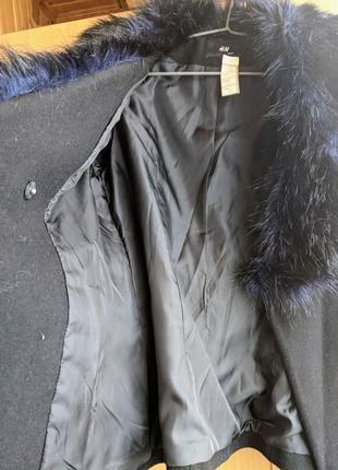 Новое стильное пальто h&m с искусственным мехом 42-44 eur2 фото