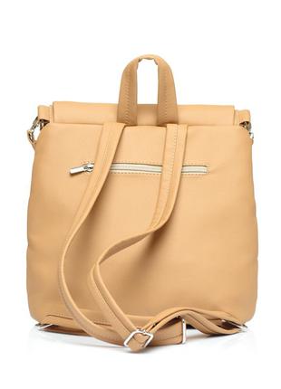 Стеганный бежевый рюкзак-сумка-трансформер топ для девушек, которые ценят стиль и удобство4 фото