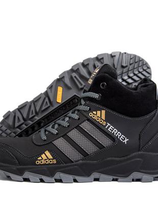 Мужские зимние кожаные ботинки adidas terrex black8 фото