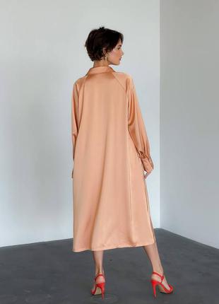Платье-рубашка, персиковый7 фото