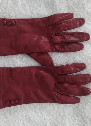 Рукавиці, перчатки, бордо, кожа шкіра