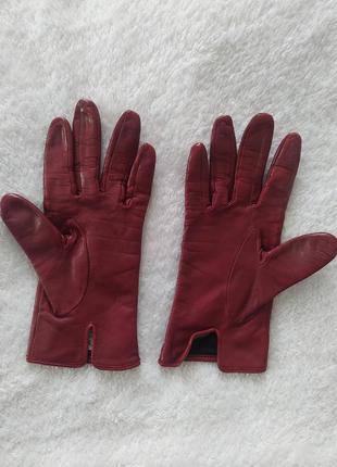 Рукавиці, рукавички, бордо, шкіра шкіра2 фото