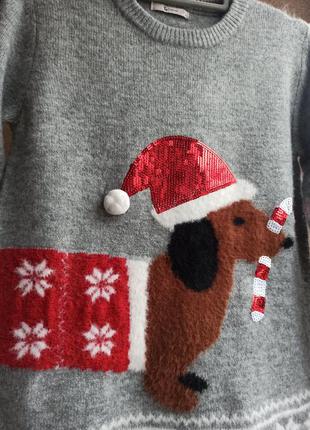 Супер стильный новогодний свитер с пайетками4 фото