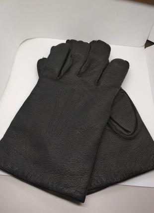Класичні шкіряні чоловічі рукавички з підкладкою з хутра1 фото