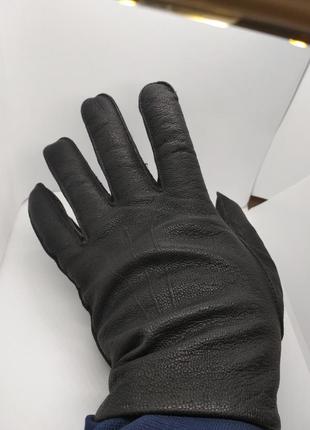 Класичні шкіряні чоловічі рукавички з підкладкою з хутра5 фото