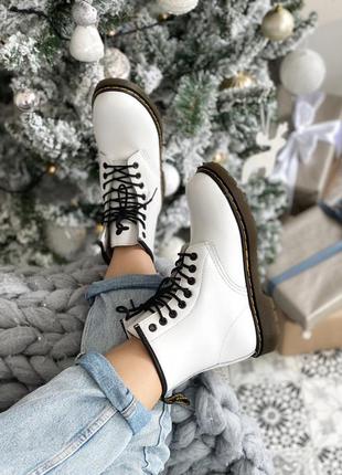 Чоботи шкіряні dr. martens 1460 white, мартинсы, чоботи білі