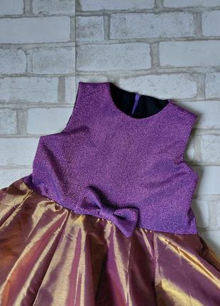 Нарядное фиолетовое блестящее золотое платье3 фото