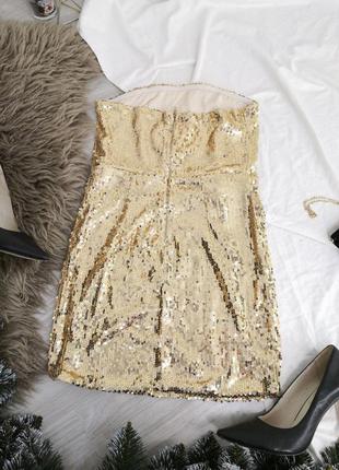 Роскошное золотое блестящее платье бюстье3 фото