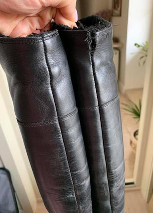 Кожаные черные теплые сапоги на каблуке cesarini9 фото
