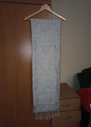 Розкішний крутий шарф великий об'ємний білий стильнвй новорічний красивий модний