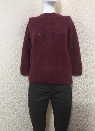 Укороченный бордовый свитер шерсть с мохером kookai1 фото