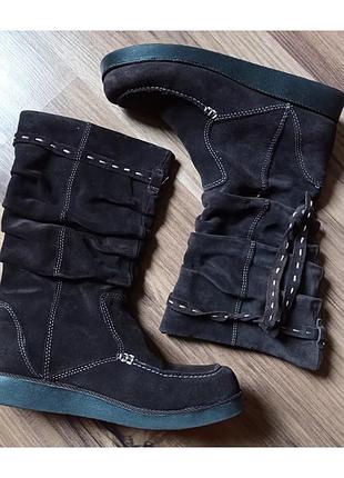 Чоботи замшеві сапоги шкіряні aldo коричневі демисезон