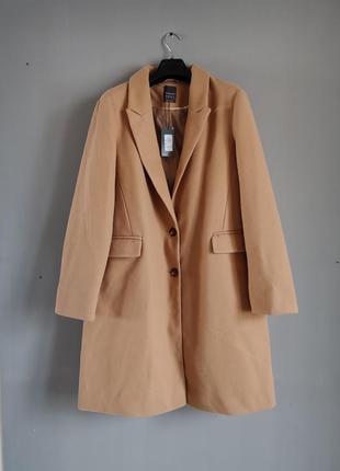 Класичне Пальто нюд беж міді довжина з кишенями