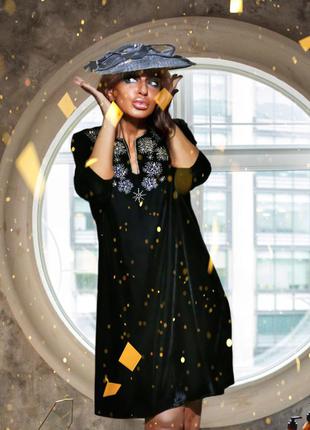 Бархатное миди платье с вышивкой бисером пайетками звезды снежинки monsoon вечернее