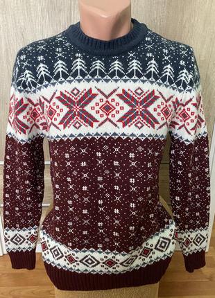 Стильний чоловічий светр з новорічним узором ❄️❄️❄️1 фото