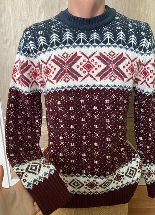 Стильний чоловічий светр з новорічним узором ❄️❄️❄️3 фото