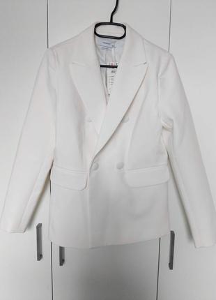 Двубортный белый пиджак zara4 фото