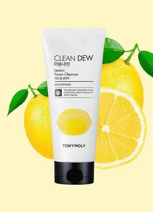 Очищающая пенка для умывания с лимоном tony moly clean dew lemon foam cleanser1 фото