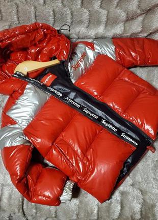 Детская куртка supreme ,красный металлик 110-116 см