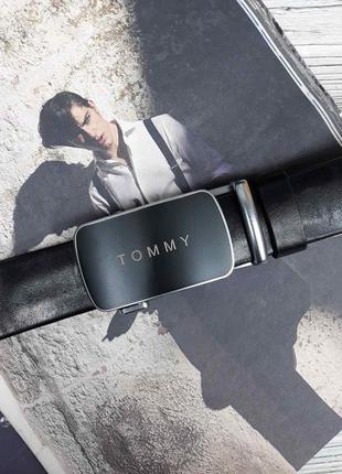 Ремінь чоловічий шкіряний автомат в стилі tommy hilfiger