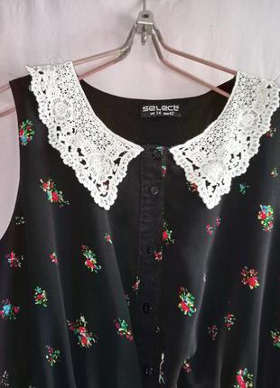 Милое воздушное платье в цветочек с ажурным воротничком,46-50разм.3 фото