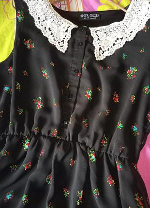 Милое воздушное платье в цветочек с ажурным воротничком,46-50разм.7 фото