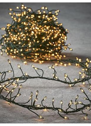 Гирлянда нить 960 лампочек luca lighting струна зеленая, 9 м, теплый белый свет, 960led
