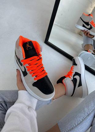 Nike air jordan 1 retro "beige / black / orange" жіночі кросівки найк аїр джордан7 фото