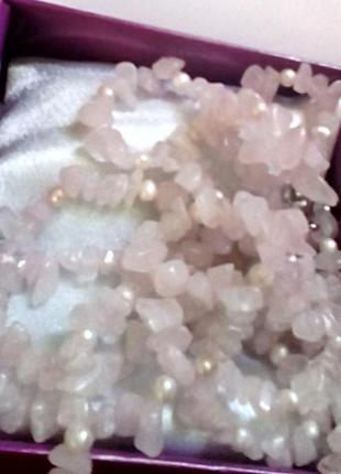 Намисто рожевий кварц