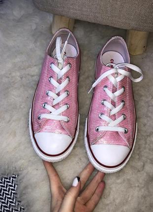 Кеди оригінал converse sparkle pink блискітки кросівки5 фото