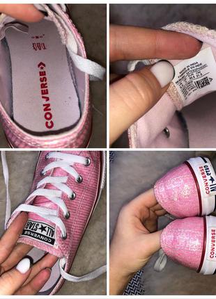 Кеди оригінал converse sparkle pink блискітки кросівки7 фото