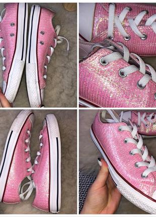 Кеди оригінал converse sparkle pink блискітки кросівки8 фото