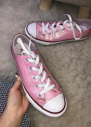 Кеди оригінал converse sparkle pink блискітки кросівки9 фото