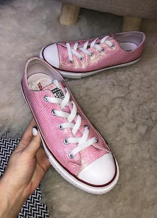 Кеди оригінал converse sparkle pink блискітки кросівки