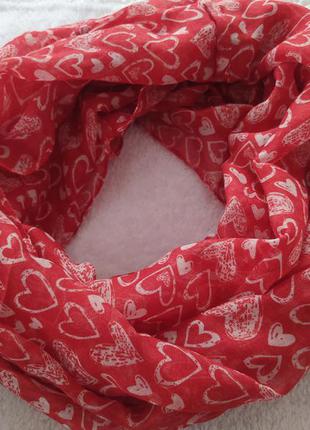 Яскравий червоний хомут з сердечками 2 шт.  шарф,