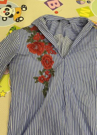 Сорочка блуза блузка сорочка zara зара з вишивкою з 36 розмір s4 фото