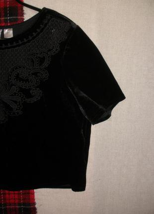 Черный бархатный велюровый  кроп топ блузка2 фото