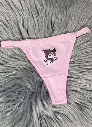 Білизна труси трусики куроми рожеве бавовняні стрінги хелоу кіті hello kitty kuromi