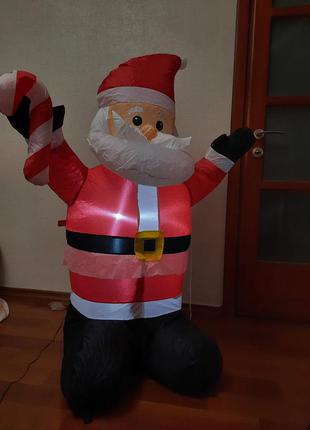 Надувний світиться дід мороз санта 126 см з компресором melinera німеччина