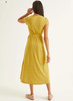 Горчичное платье в горошек из джерси под винтаж из модала boden(размер 34-36)2 фото
