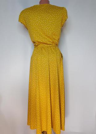 Горчичное платье в горошек из джерси под винтаж из модала boden(размер 34-36)7 фото