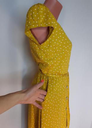 Горчичное платье в горошек из джерси под винтаж из модала boden(размер 34-36)5 фото
