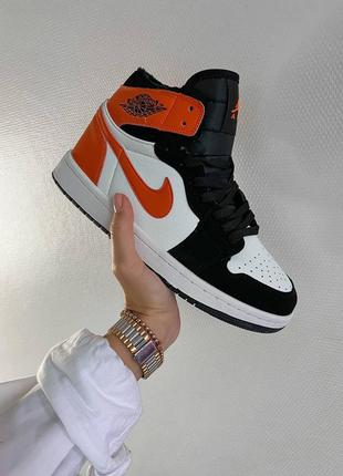 Кросівки nike jordan 1 high black(мех)