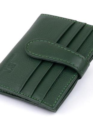 Гаманець-візитниця на хлястике з кнопкою жіночий st leather 19229 зелений