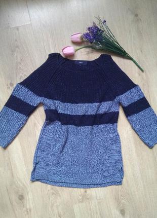 Мерцающий свитер next с открытыми плечами комбинированный в оттенках денима