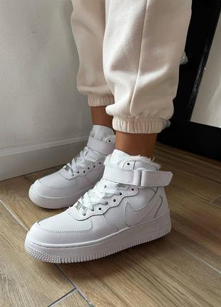 Nike air force 1 high white мех кроссовки кросівки зима5 фото