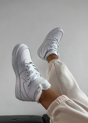 Nike air force 1 high white мех кроссовки кросівки зима8 фото