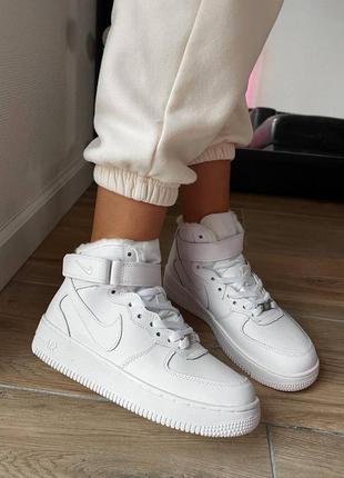 Nike air force 1 high white мех кроссовки кросівки зима