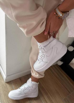 Nike air force 1 high white мех кроссовки кросівки зима6 фото