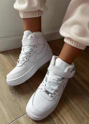 Nike air force 1 high white мех кроссовки кросівки зима9 фото